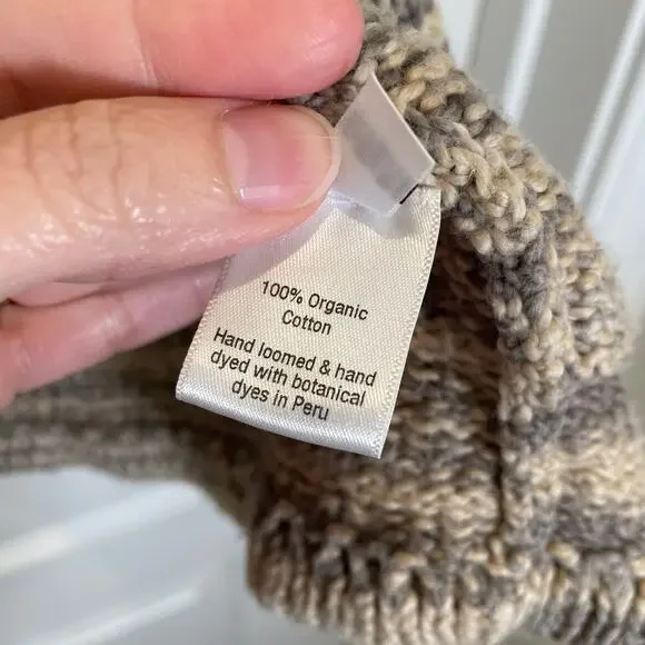 Wol Hide Loose Cardigan in 100% Organic Cotton Smoky Quartz Gray Beige S / M - Picture 7 of 10